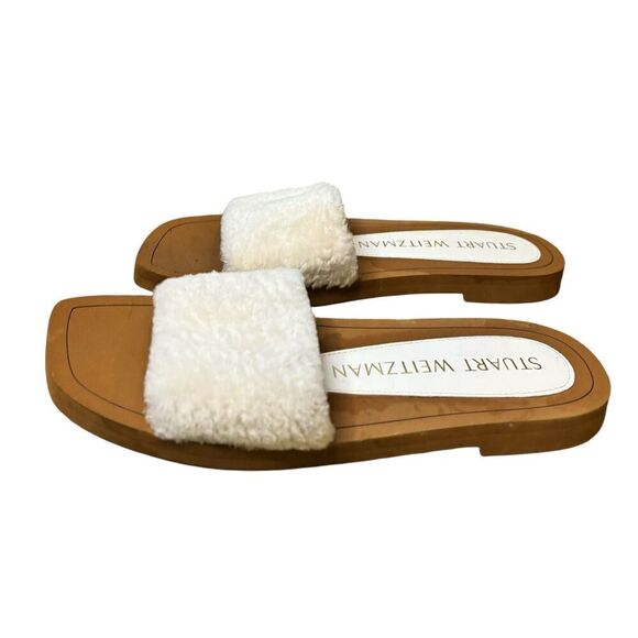 Stuart Weitzman Cammy Slide Shearling Sandals in Natural NWOB Size 6B - Picture 5 of 6